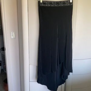 Piazza Sempione Silk skirt with leather trim